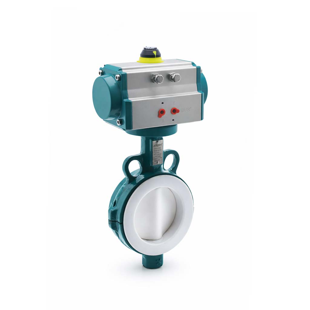 Pnömatik Aktüatörlü PTFE Wafer Kelebek Vanalar